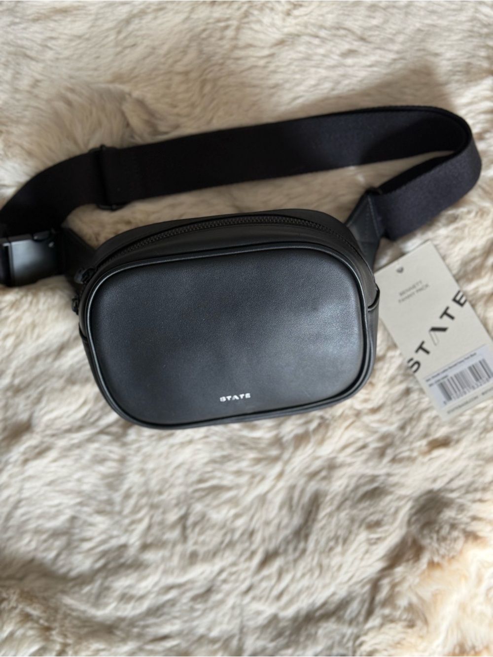 STATE Black Leather Belt Bag with Adjustable Strap